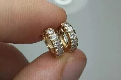 1.00Ct Round Cut Simulated Diamond Huggie Hoop Earrings 14K Yellow Gold Plated