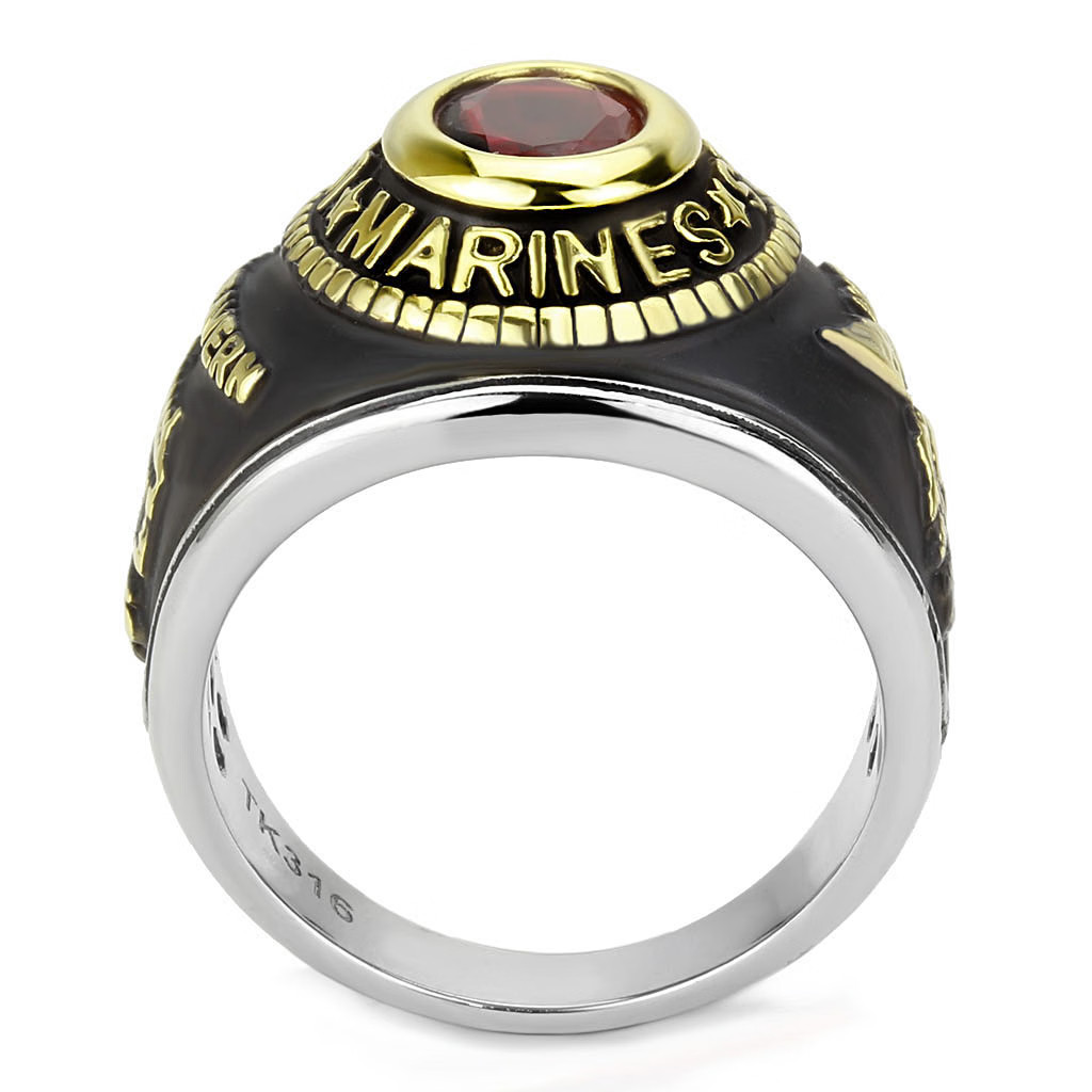 TK3723 – Two-Tone IP Gold (Ion Plating) Stainless Steel Ring with Synthetic Synt