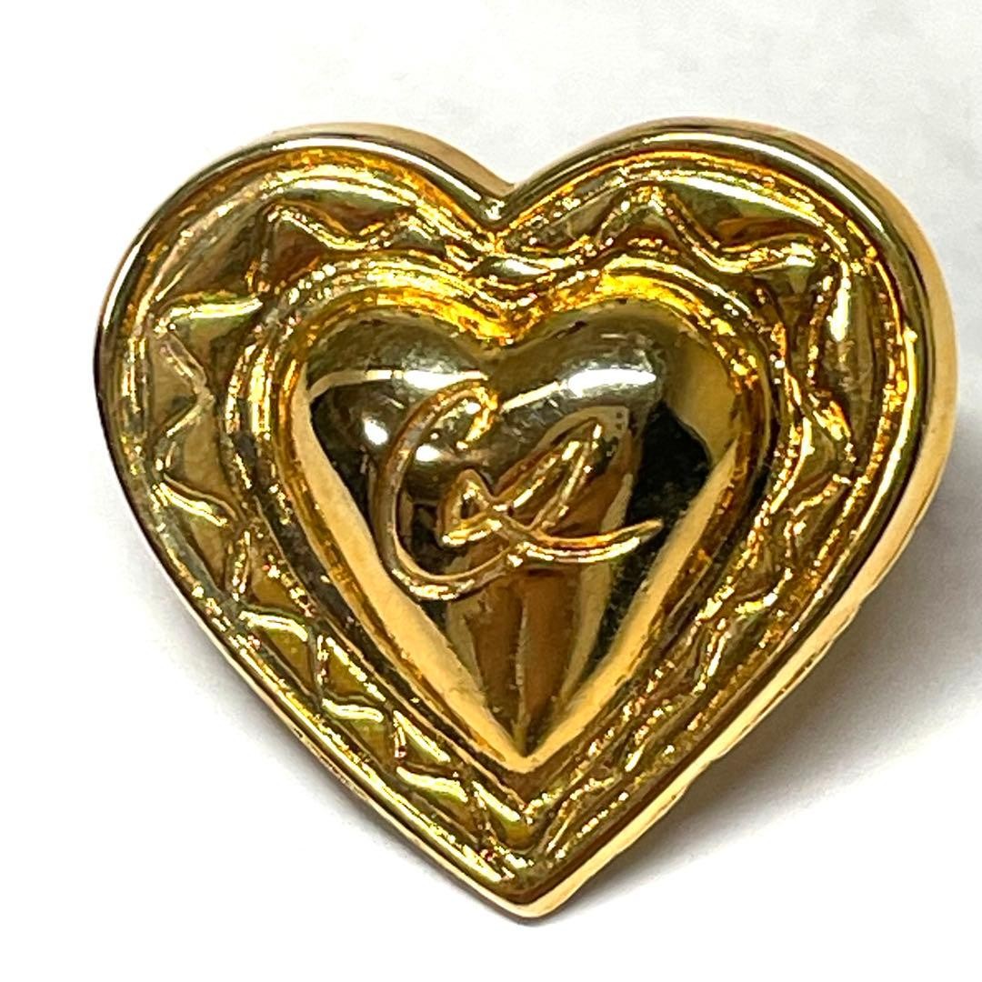 Christian Lacroix Auth Vintage Gold Heart Logo Pin Brooch 2×2.3 cm 0.8×0.9″ Used