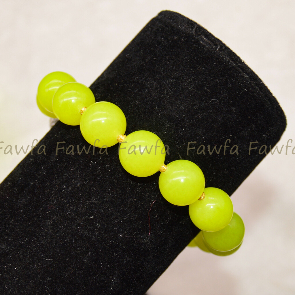Natural 6-12mm Lemon Yellow Jade Gems White Keshi Baroque Pearl Bracelet 7.5″