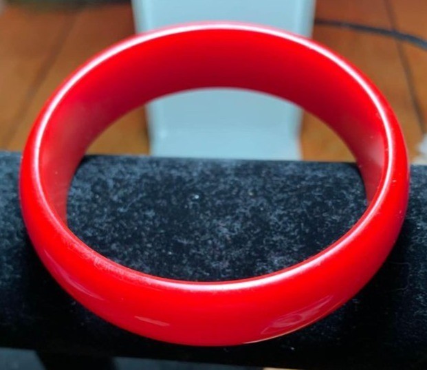 Red Bakelite Chunky Vintage Bracelet Bangle .75″ Diameter Art Deco Jewelry