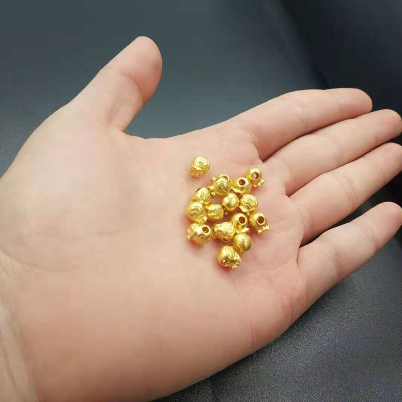 1PCS Pure 24K Yellow Gold Pendant 3D 福 Bag Transfer Bead DIY Jewelry