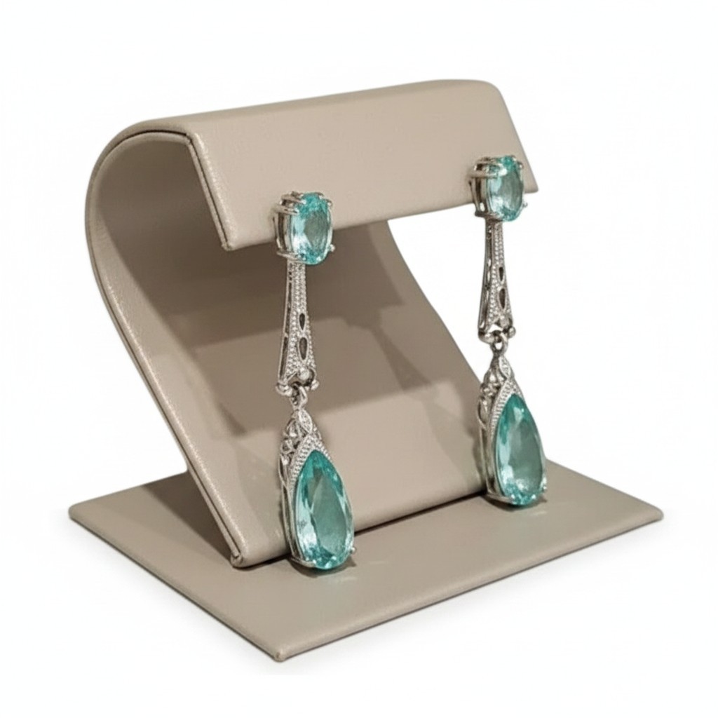 Women’s Brilliant Silver Plated Sea Blue Zircon Drop Earrings