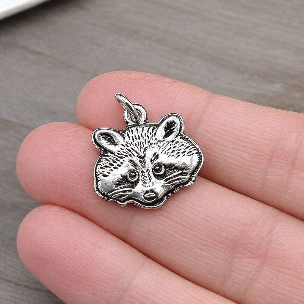 Silver Raccoon Charm – Trash Panda Pendant – Wildlife Critter Jewelry