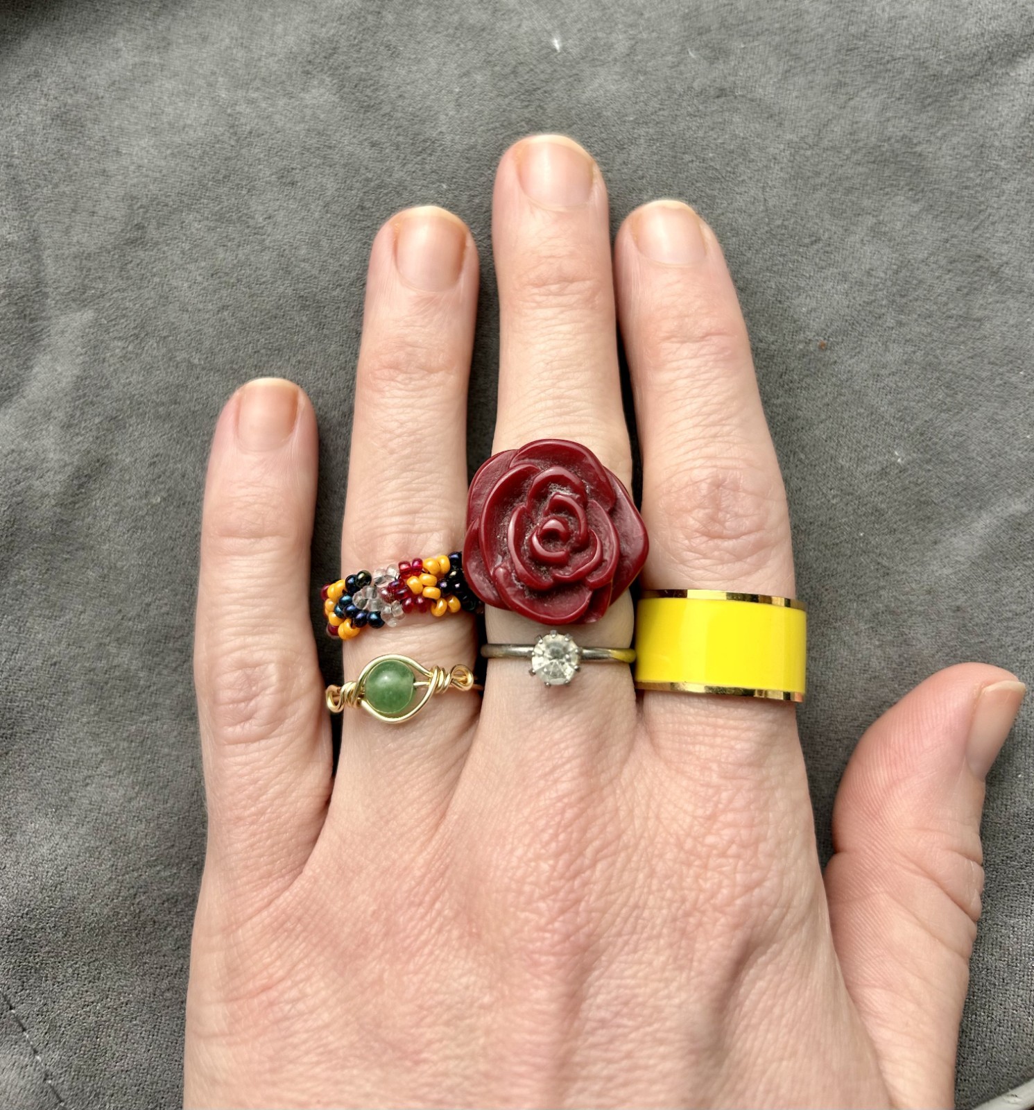 Lot of fashion rings costume jewelry various sizes