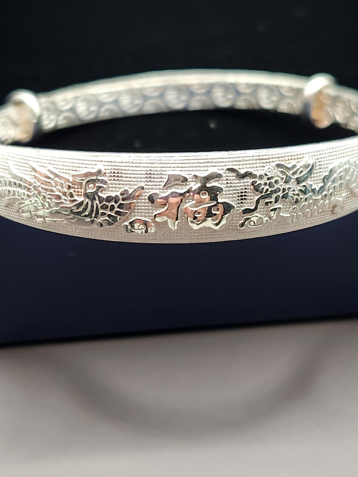 925 Silver Plated Adjustable Bangle Bracelet Women Fashion Jewelry