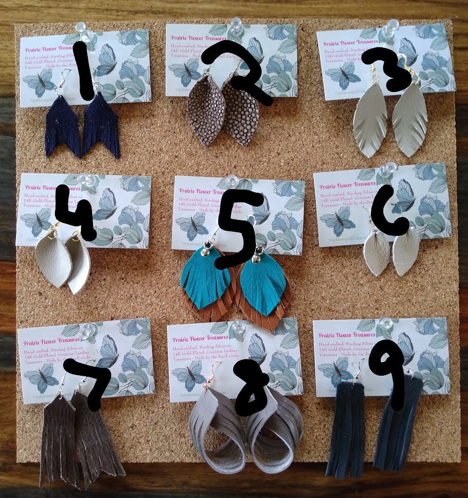 Handmade GENUINE Leather Earrings (Hypo-Allergenic) Pick Your Favorite Pair