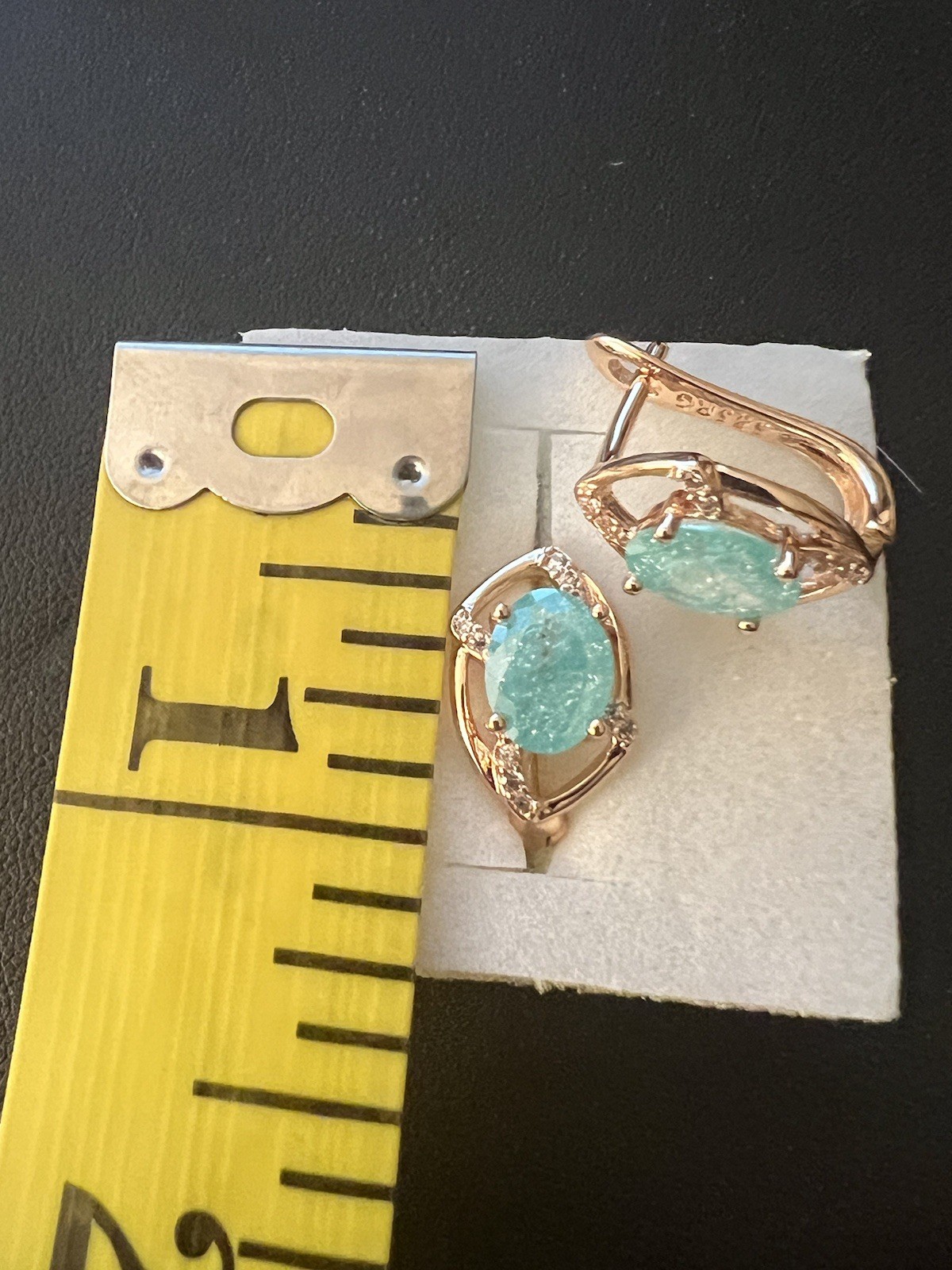 14k Rose Gold Plated Paraiba Tourmaline Oval Cut Earrings