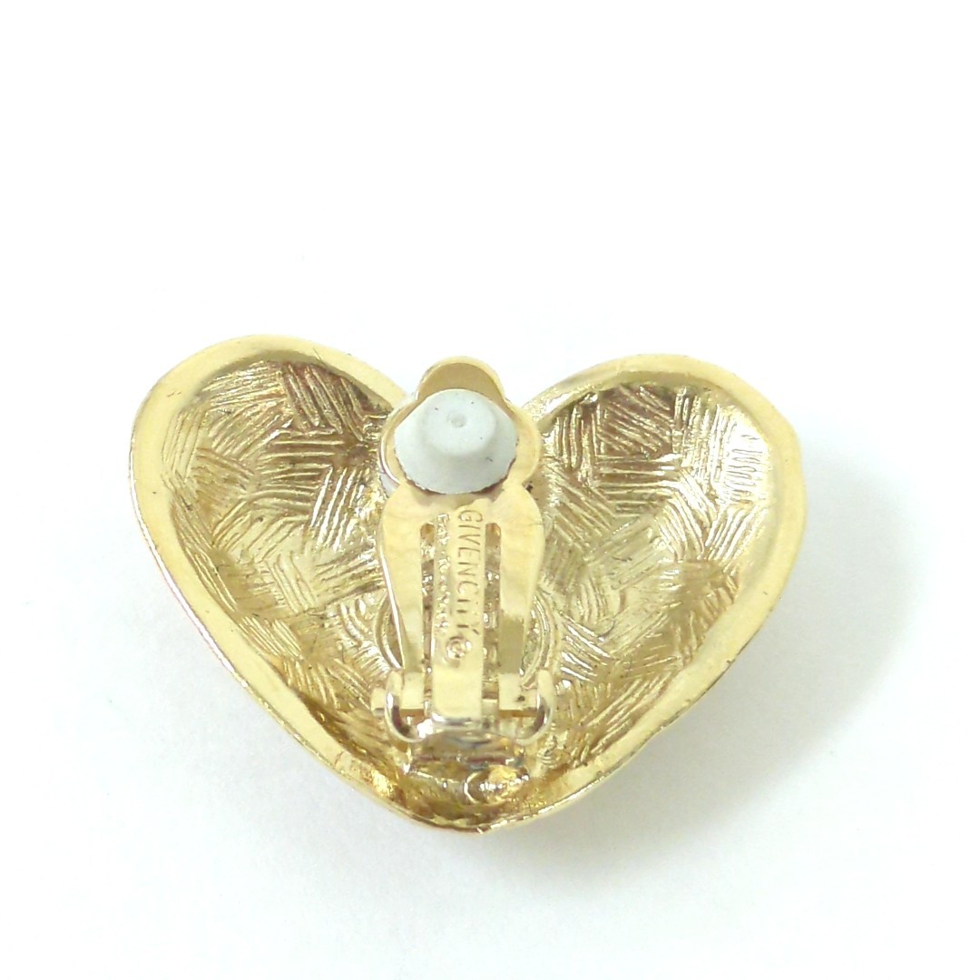 Vintage Givenchy Gold Tone Heart Clip On Earrings Bijoux Logomania 03772301