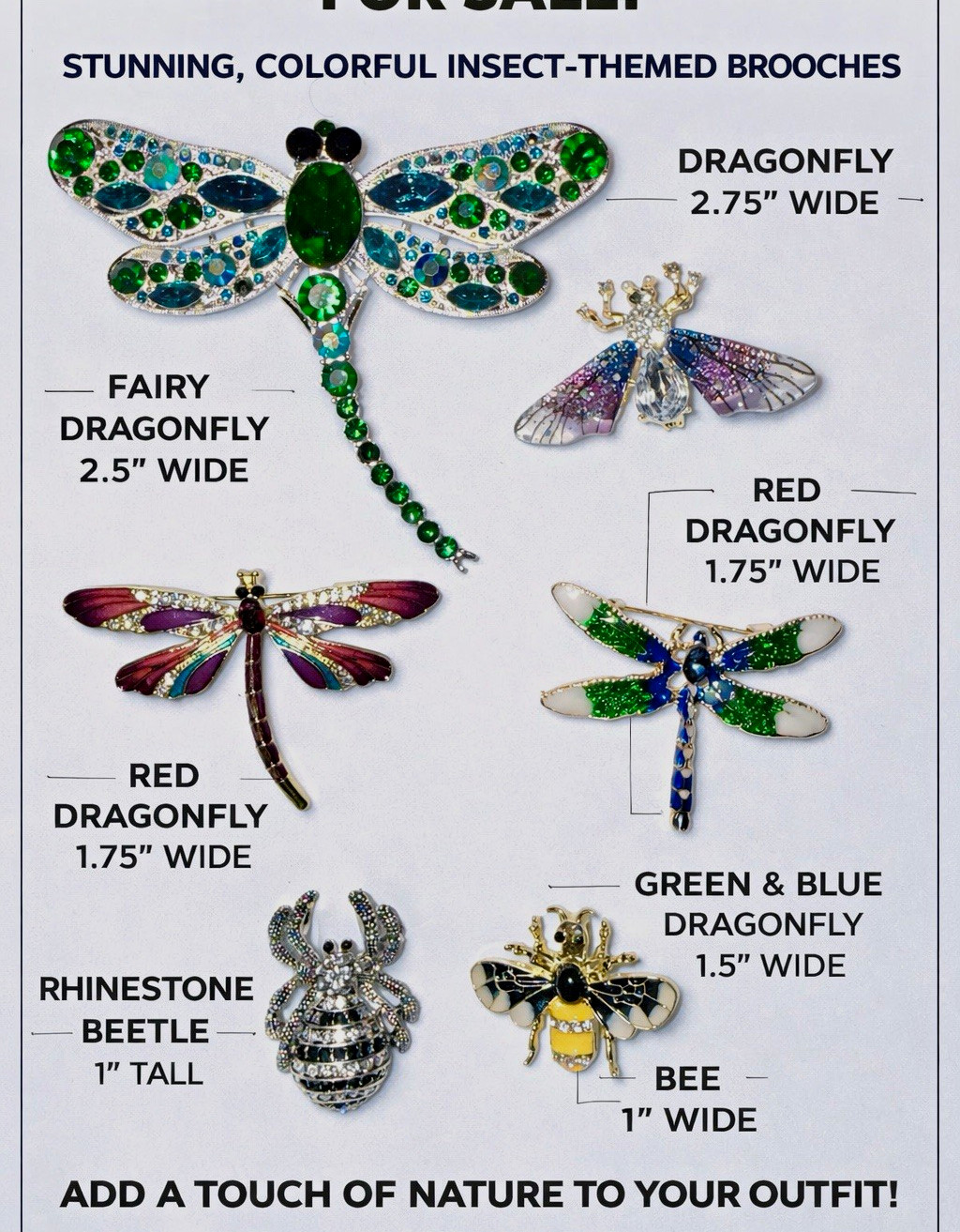 Vintage Insect Brooch Collection Bundle of 6
