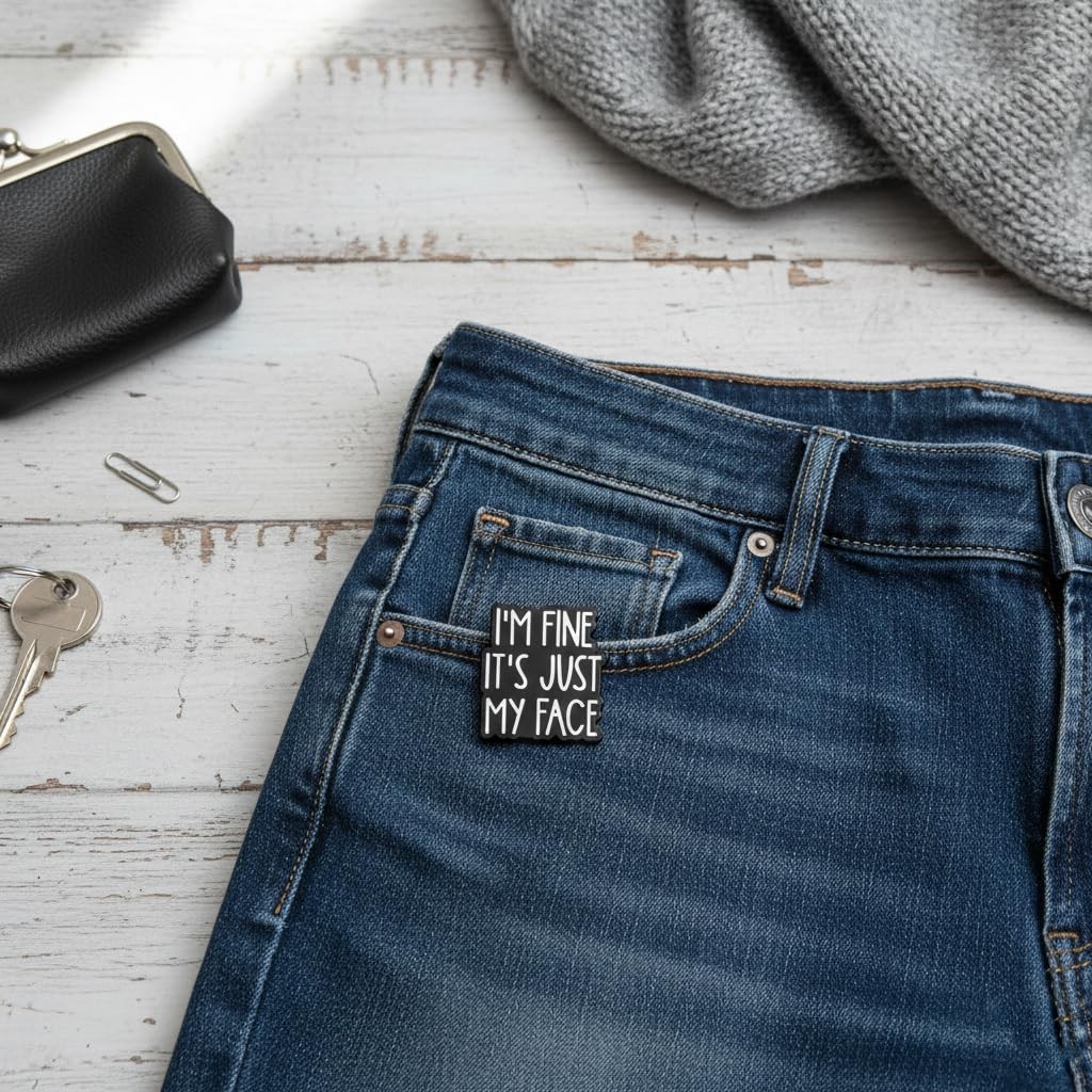 Sarcastic Quote Pin – Funny Sayings Enamel Pins Brooch with l’m Fine It’s Jus…