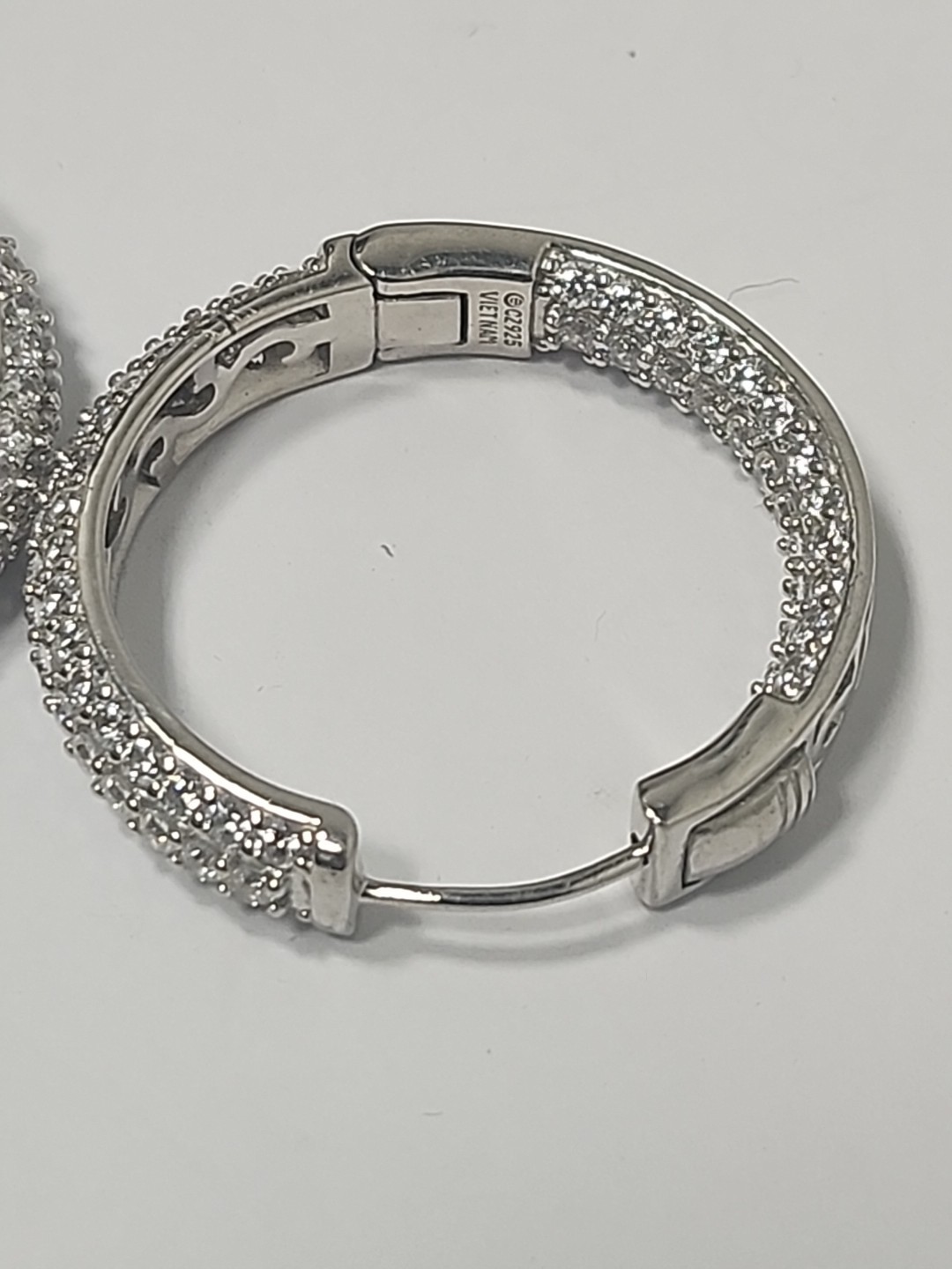 VIETNAM STERLING SILVER HOOP EARRINGS WITH CZ’S