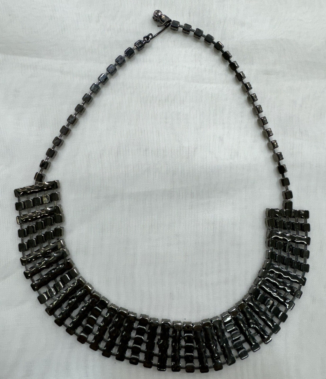Gunmetal Plated Purple Choker Necklace (14”~18”). Made with Swarovski Crystal