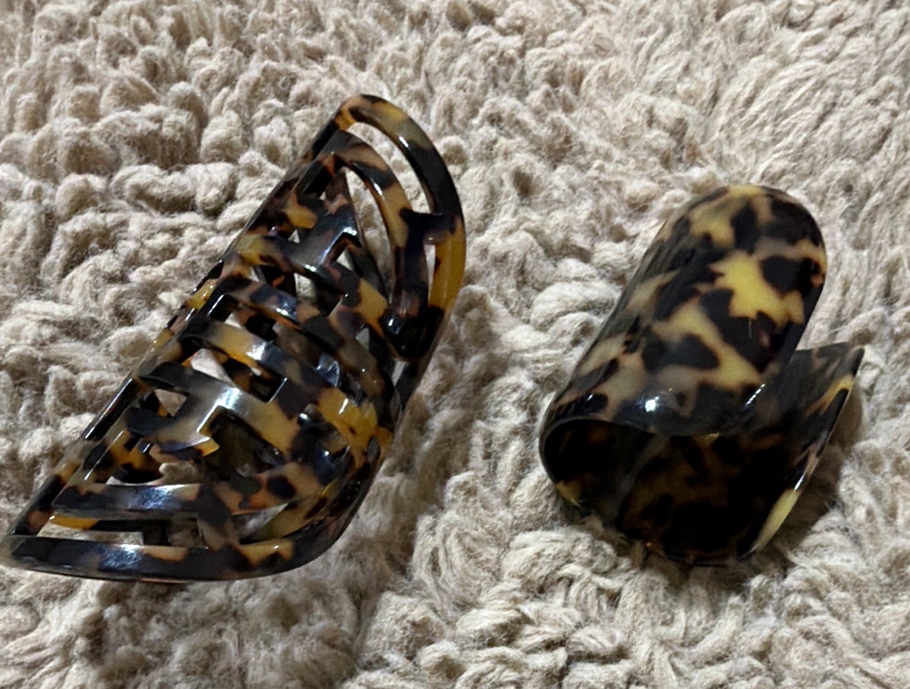 (2) Tory Burch…Tortoise shell Curved Plastic Bracelets