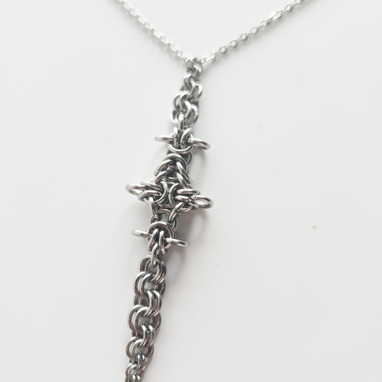 Gothic silver spiky rosary made of stainless steel