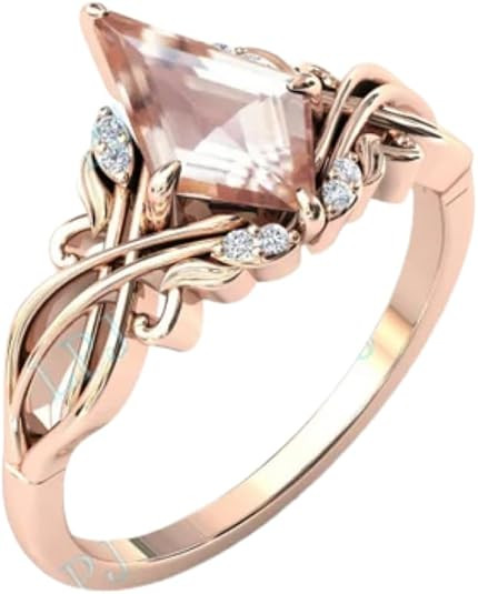 2carat Womens Engagement Ring,Kite Cut Morganite Gemstone Wedding Ring for Women