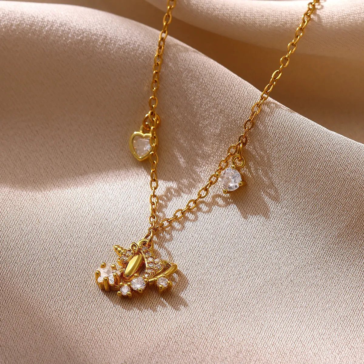 Elegant Zircon Multi-element Anklet For Women Girls 18K Gold Plated Heart Stars