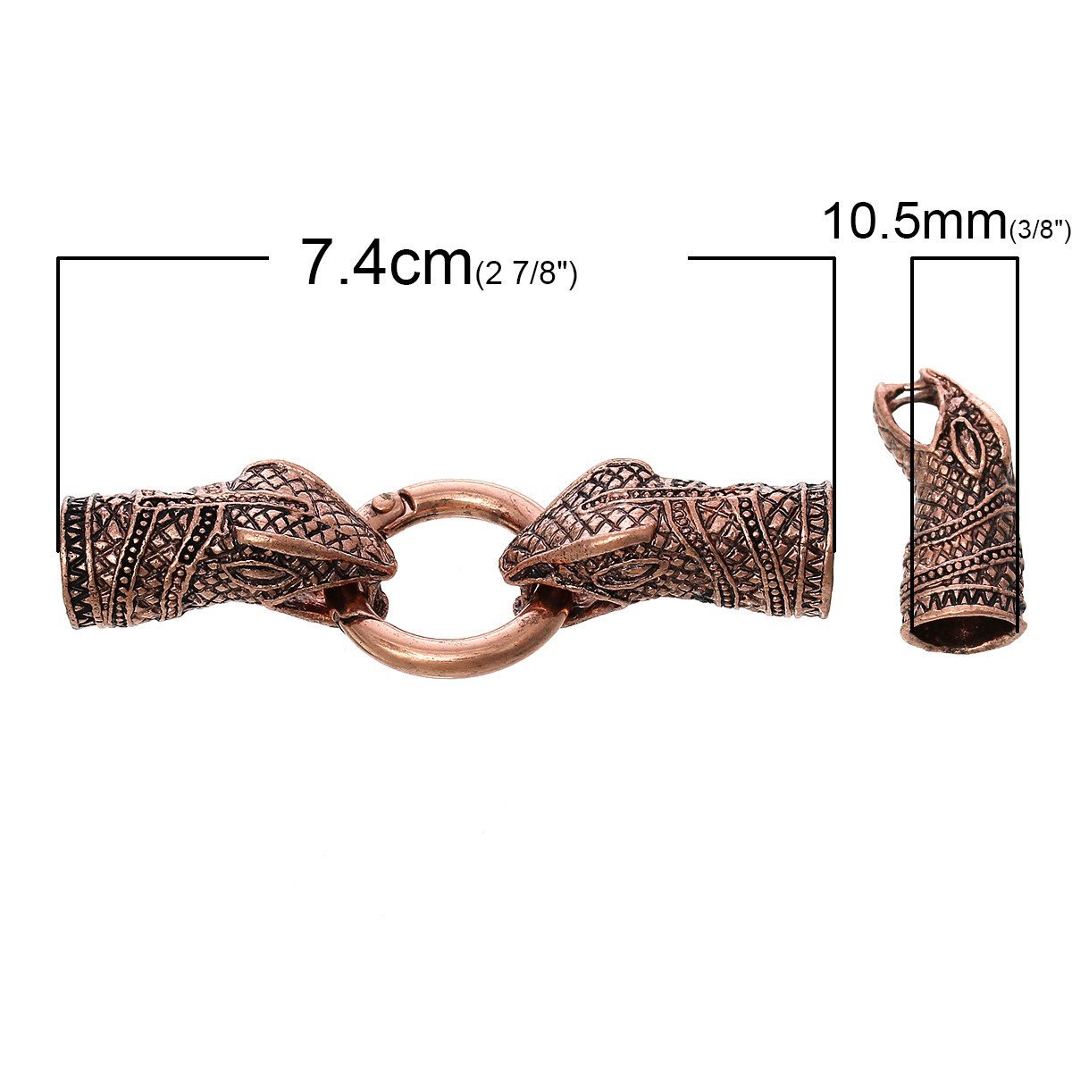 1 Pc Snake Hook Clasp Antique Copper for Leather Bracelet 2-7/8″ Fits 10.5mm …