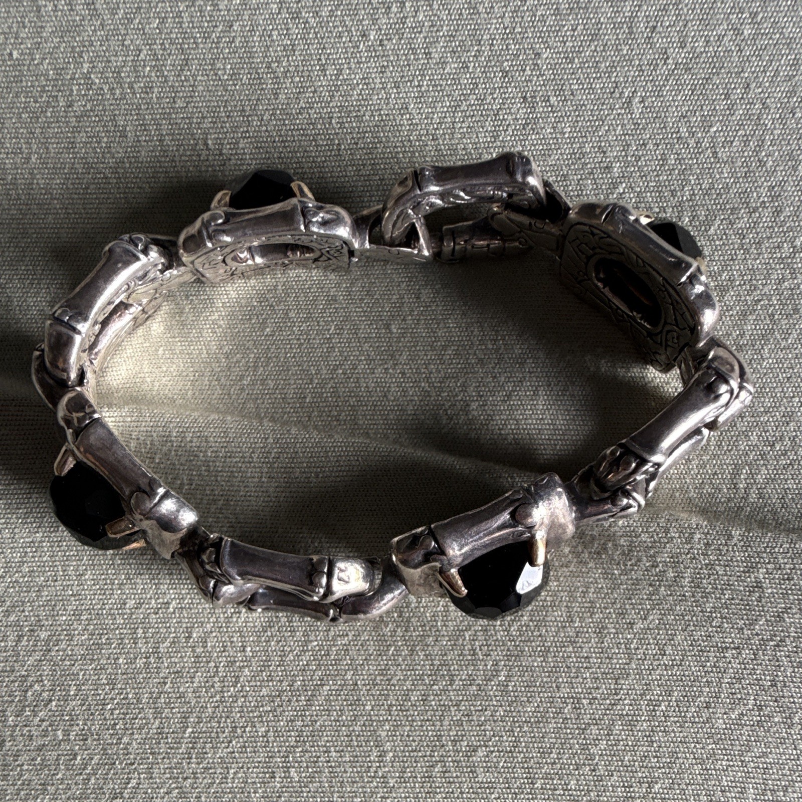 John Hardy Bamboo Link Black Onyx Bracelet .925/18k gold