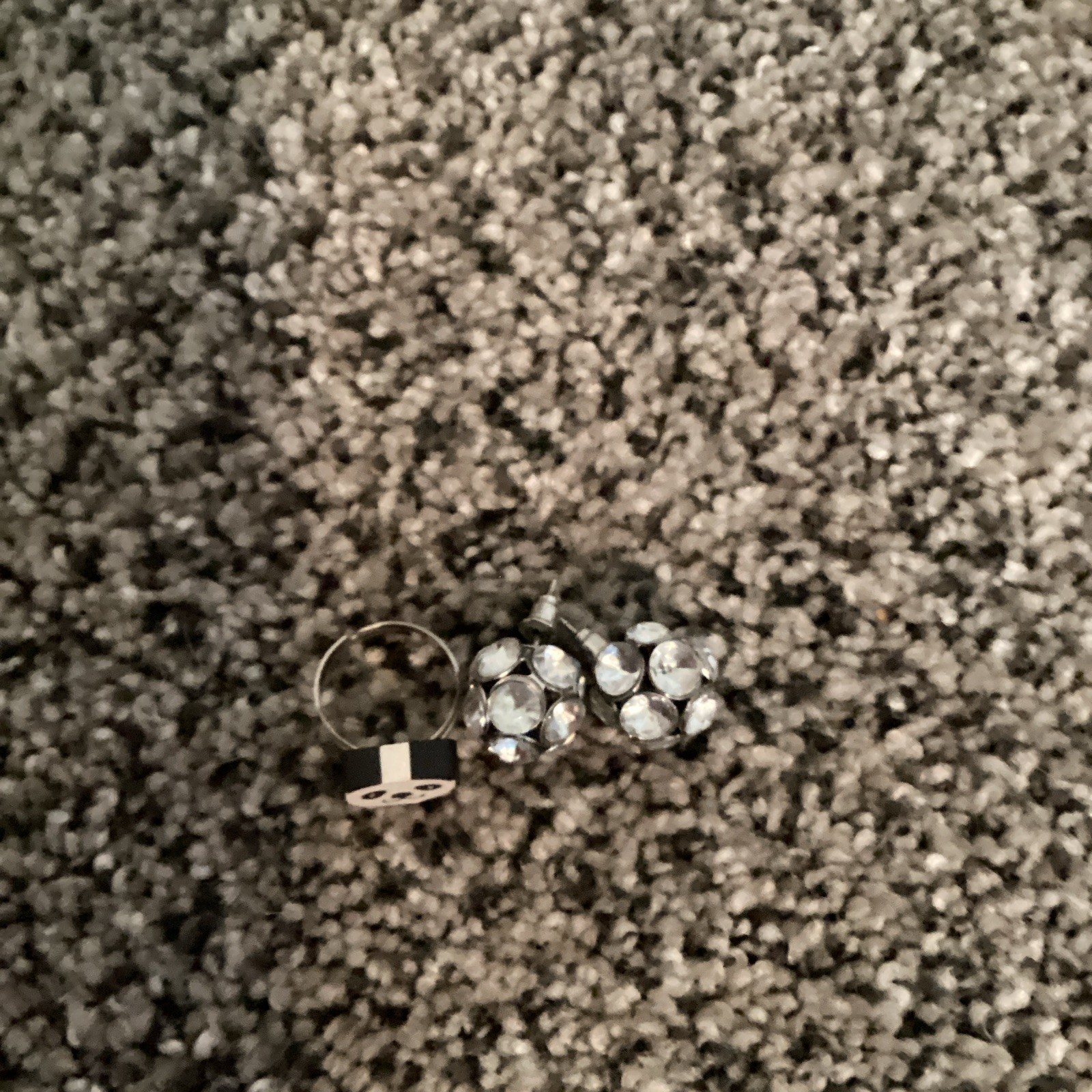 Crystal Cluster Stud Earrings & Panda Face Stud, Silver Black White, Butterfly