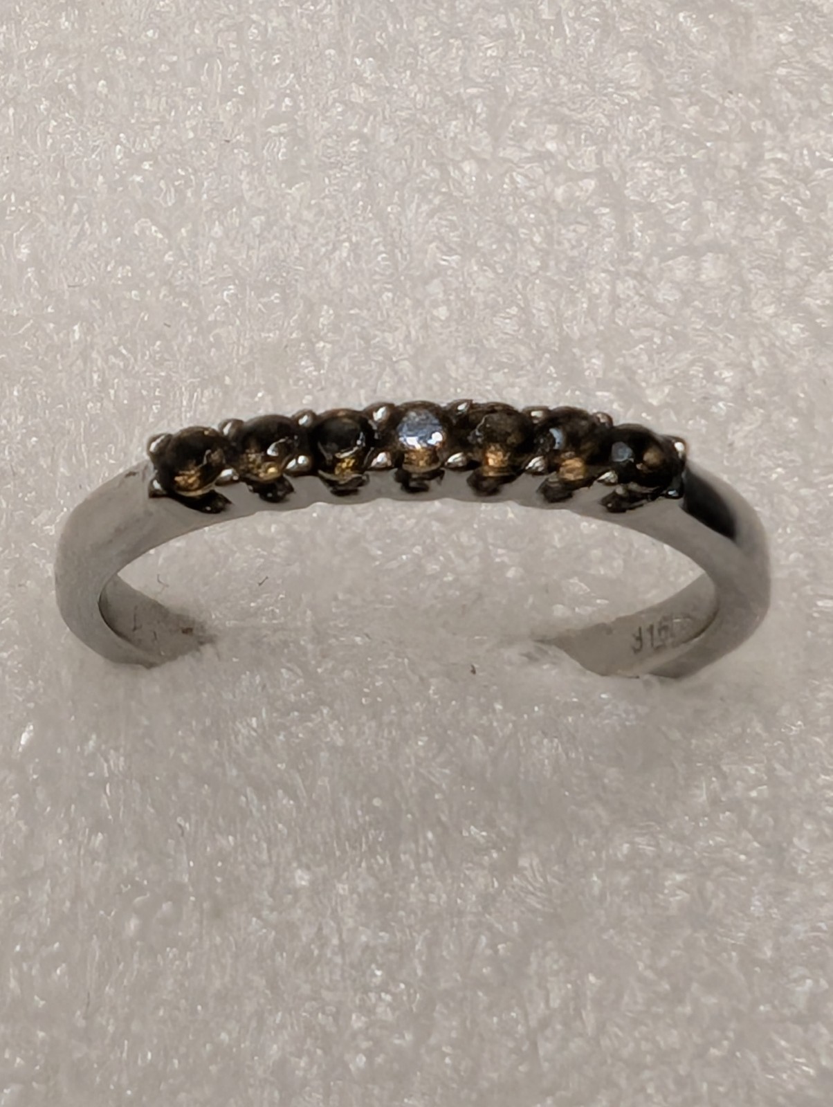 Brazilian Smoky Quartz 2mm 7 Stone Stainless Steel ring size 9 0.25 ctw DAD736