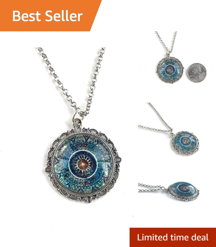 Stunning Blue Mandala Necklace – Artisan Handmade Jewelry for Special Occasions