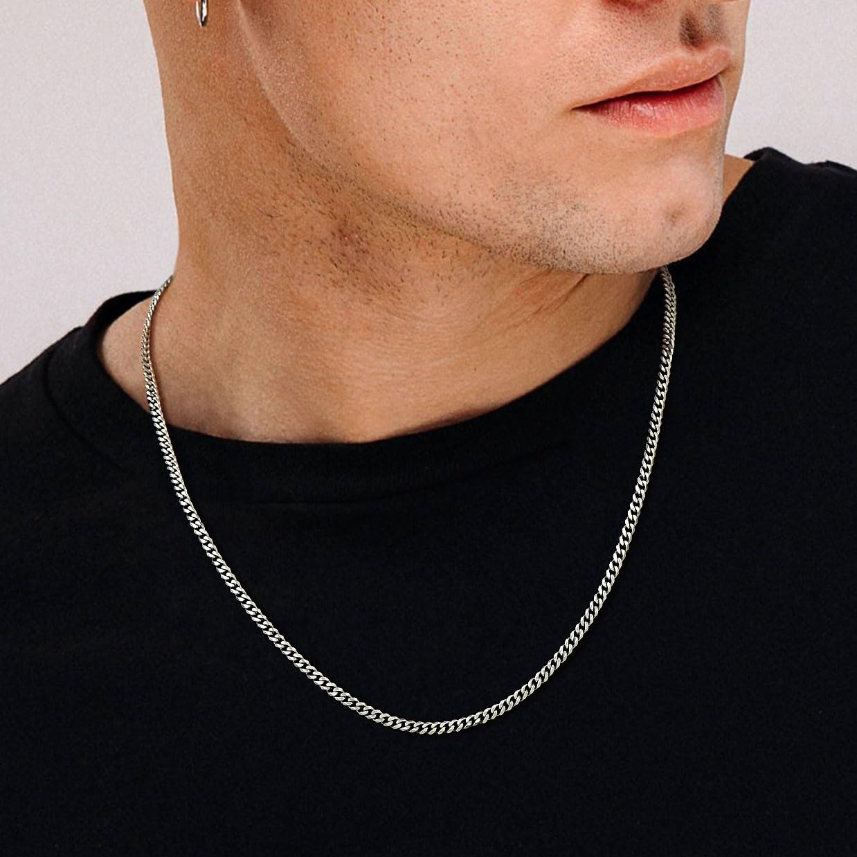 3mm/5mm Cuban Link Chains for Men, Silver Necklace Chain, Mens Necklace Jewelry