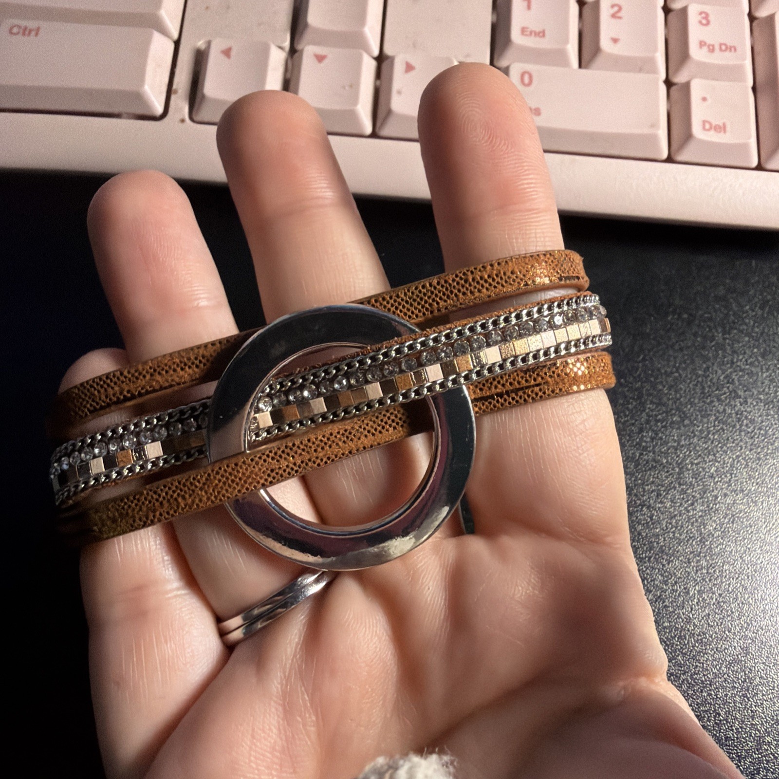 Ryze Magnetic Closure Cuff Multi Leather Beaded Bracelet