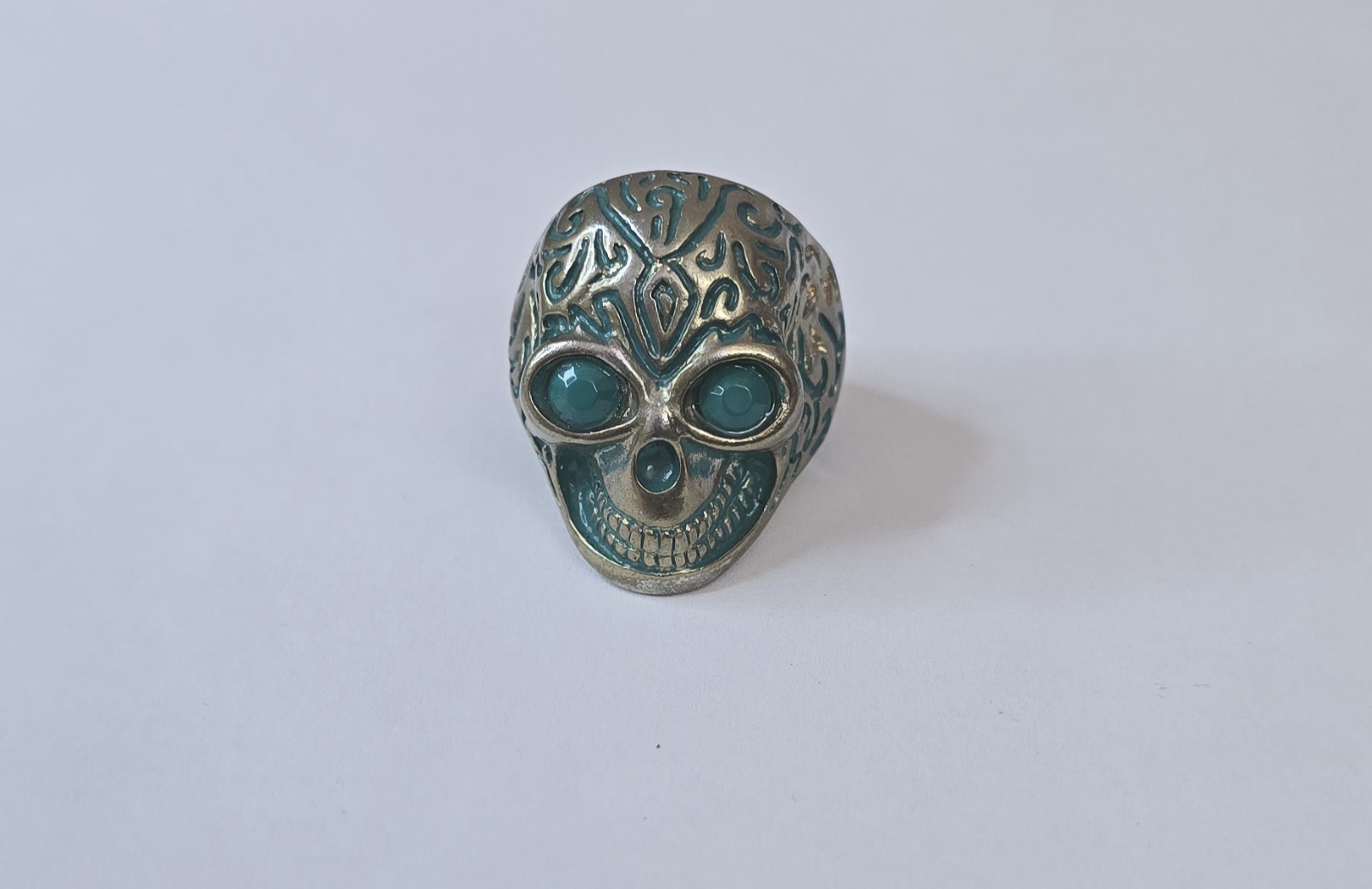 NEW Turquoise Skull Ring Adjustable Stretch Band Style Fashion Ring