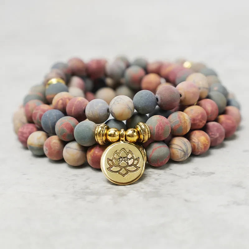 Red Creek Jasper 108 Mala Beads Courage Energy Bracelet Healing Energy Necklace