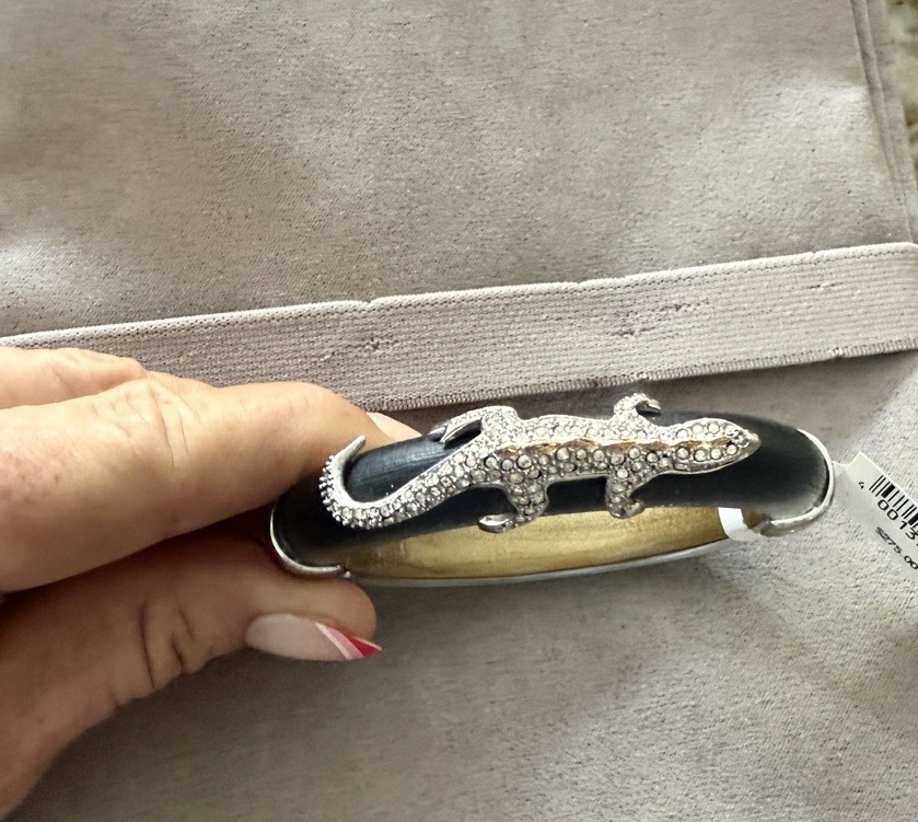 100% Authentic Alexis Bittar Crystal Lizard Black Lucite Hinge Bracelet $295
