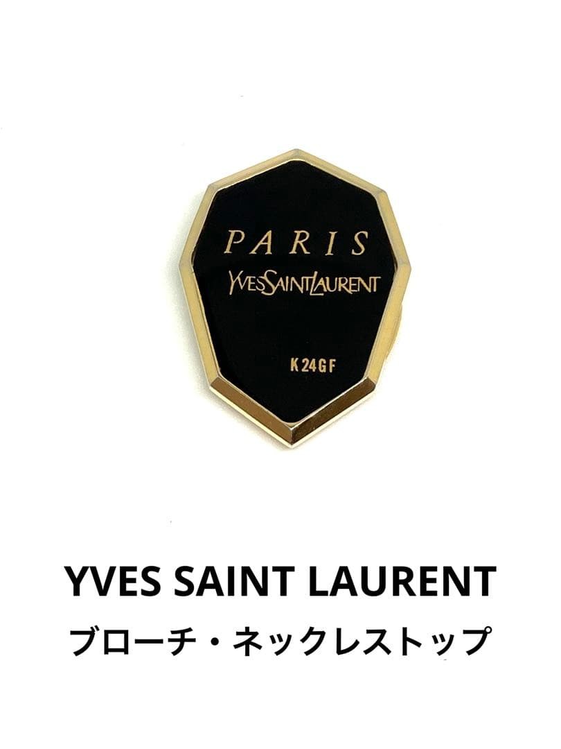 Yves Saint Laurent Necklace Brooch K24GF Gold Black Onyx 3.6cm x 2.5cm