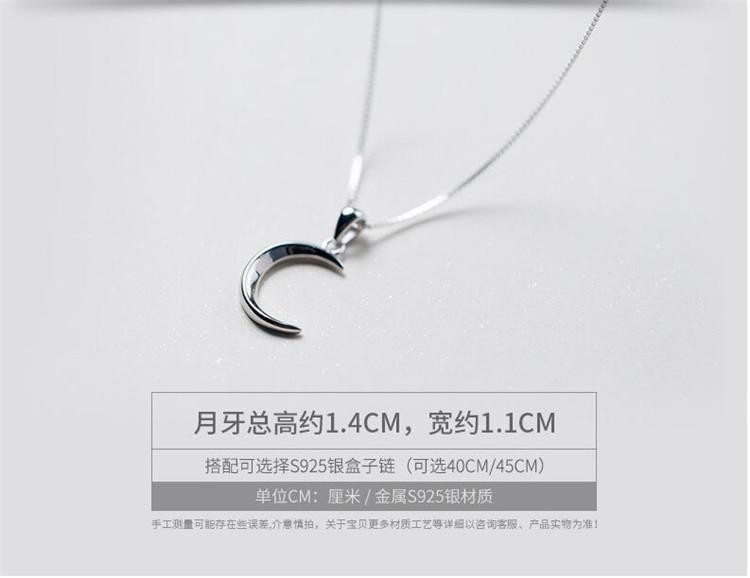 925 Sterling Silver Crescent Moon Pendant Necklace Dainty Clavicle Chain Gift