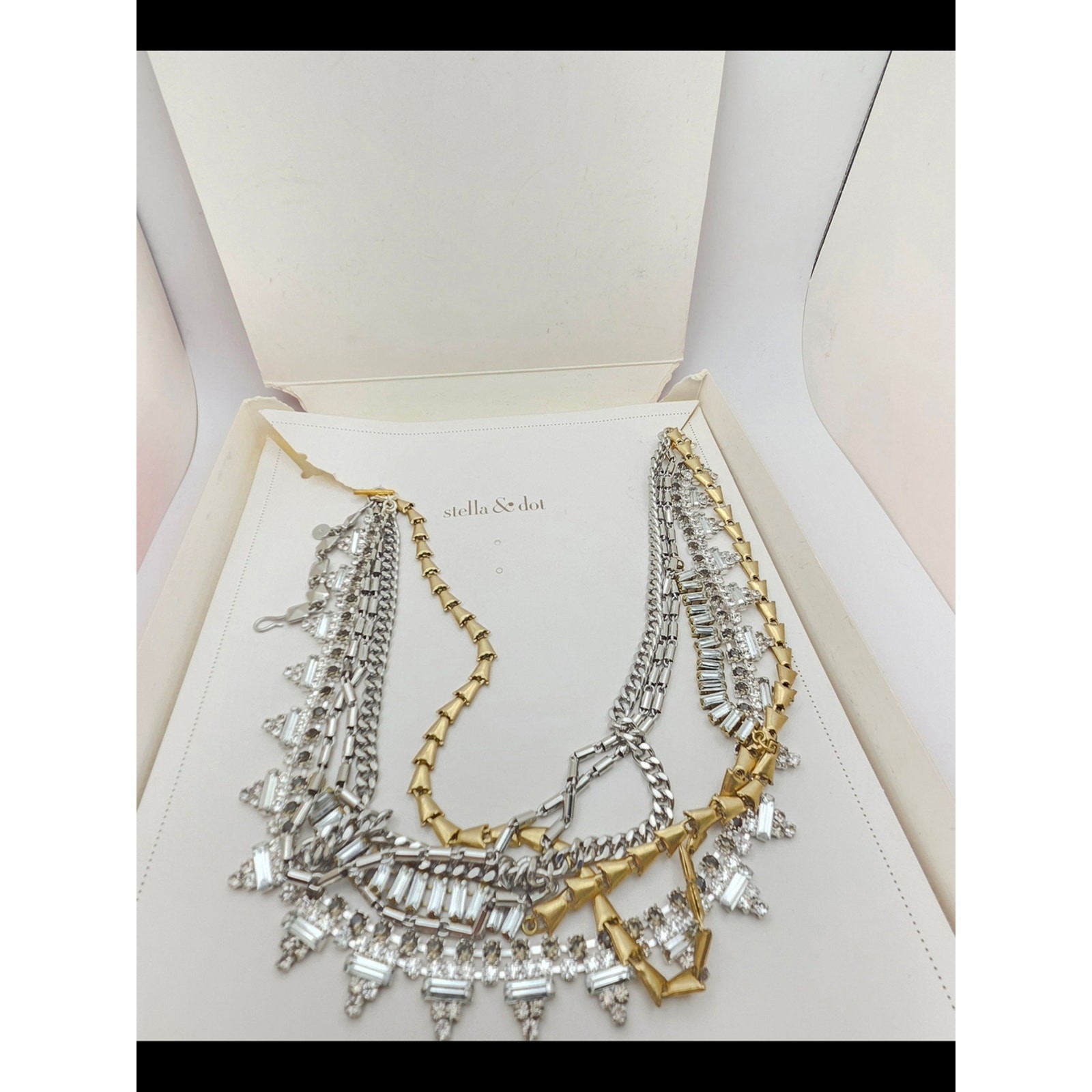 Stella & Dot Sutton 5-in-1 Necklace Mixed Metal Rhinestone Statement Boxed
