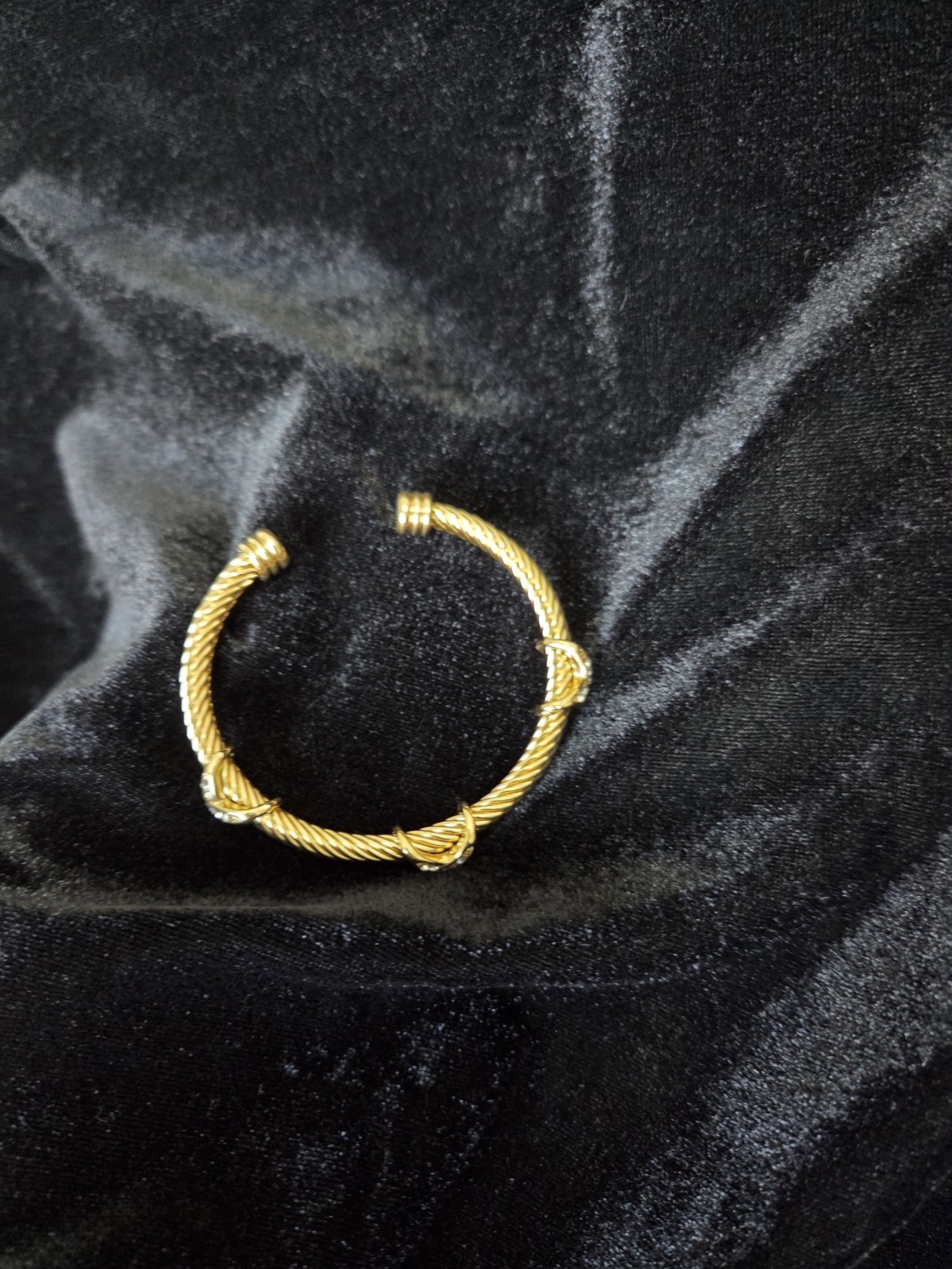 Gold-Tone Rope Chain Knot Cuff Bracelet Adjustable Open Bangle