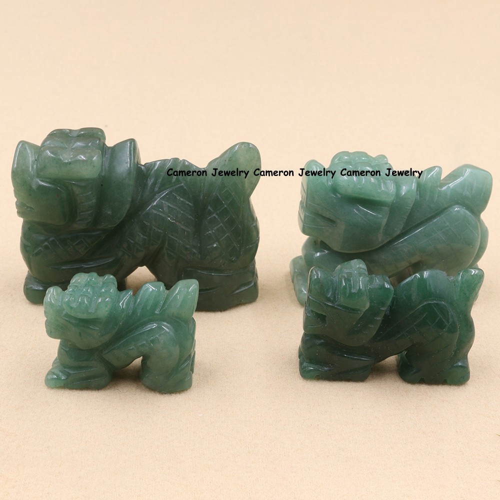 Natural Green Aventurine Pixiu Statue Hand Carved Chinese Jade Feng Shui Decor