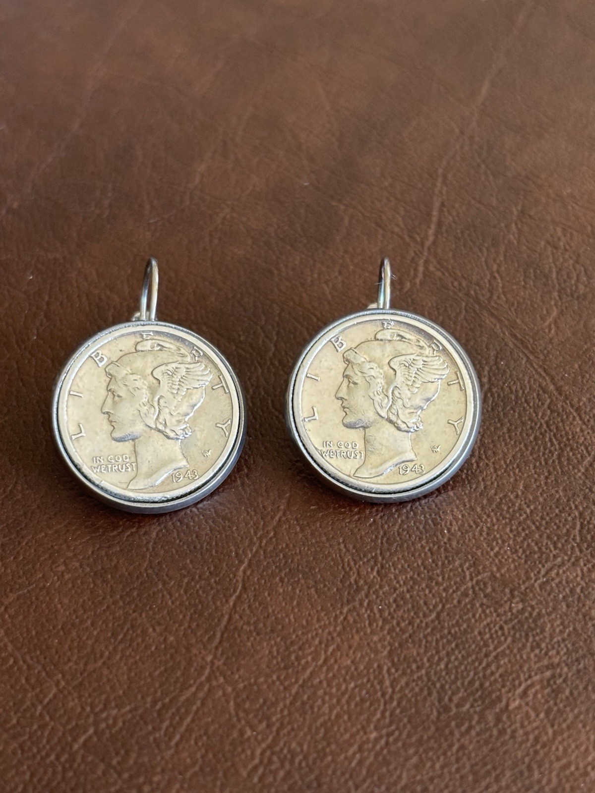 Gorgeous, Premium Quality Silver Mercury Dime leverback Earrings