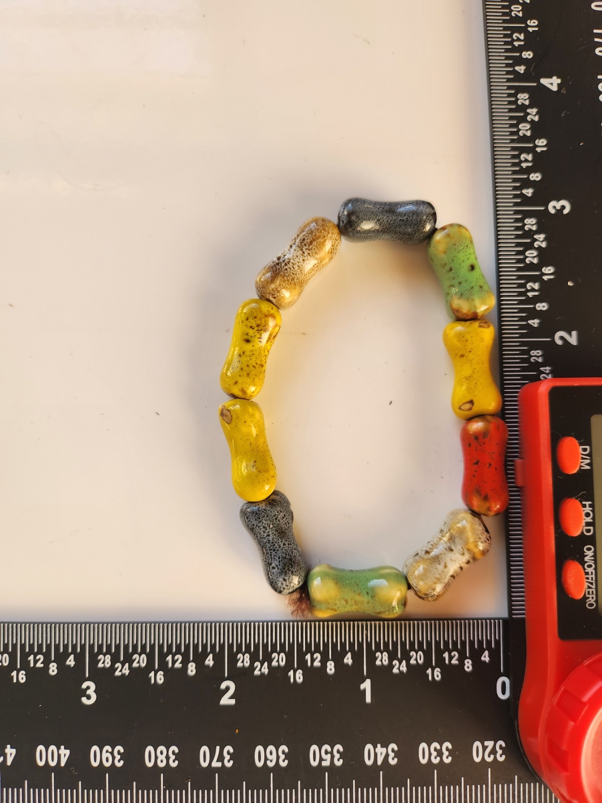Handmade Colorful Ceramic Bead Bracelet Boho Stretchy Glazed Pottery Jewelry 19g