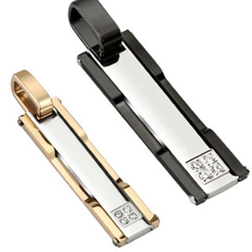 Pair of Stainless Steel Duo Tone Rectangle Couple Pendants P274