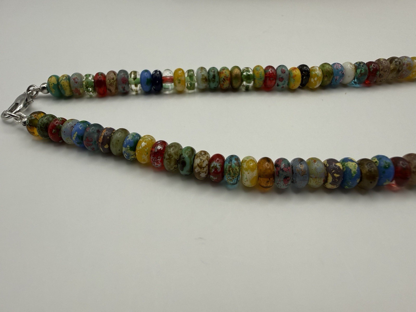 Dark and Moody Multicolor 6mm Rondelle Glass Bead Necklace – 18″