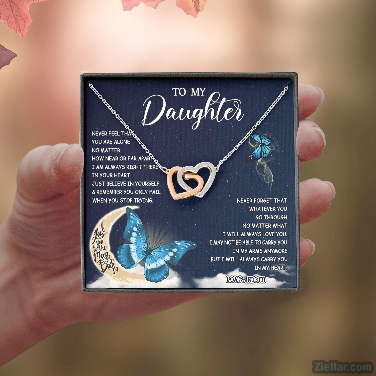 To My Daughter Necklace Gift from Mom, Birthday Graduation Jewelry Mom Love