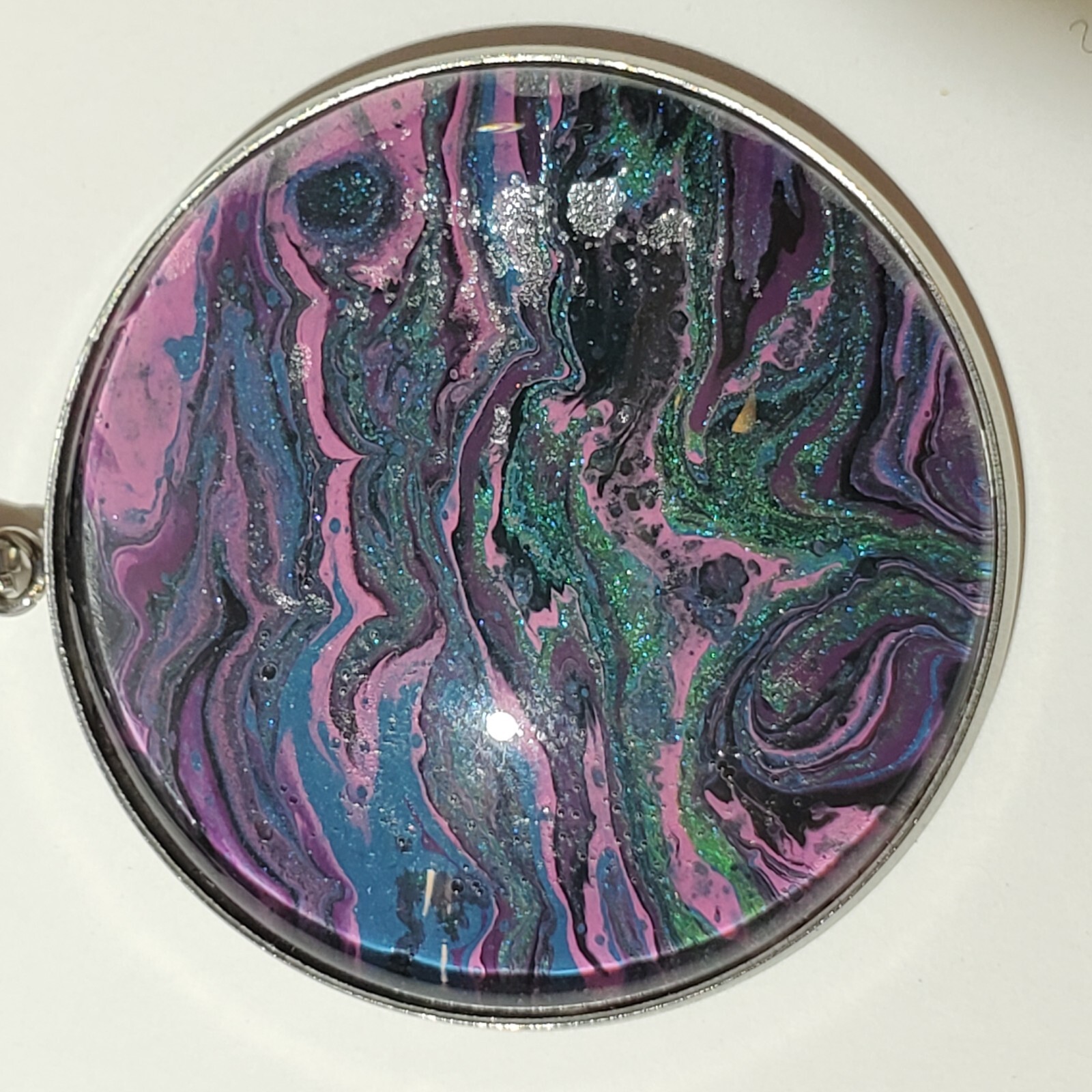 Necklace and Earrings Set, Acrylic Paint Pour Painting Jewelry, A10