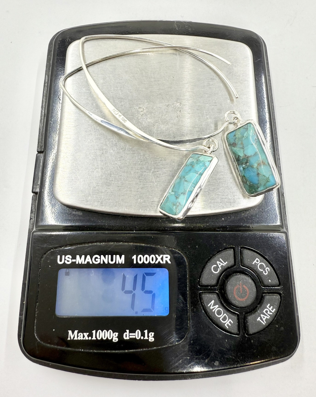 SILPADA W3379 STERLING 925 COMPRESSED TURQUOISE OASIS THREADER EARRINGS (T580)
