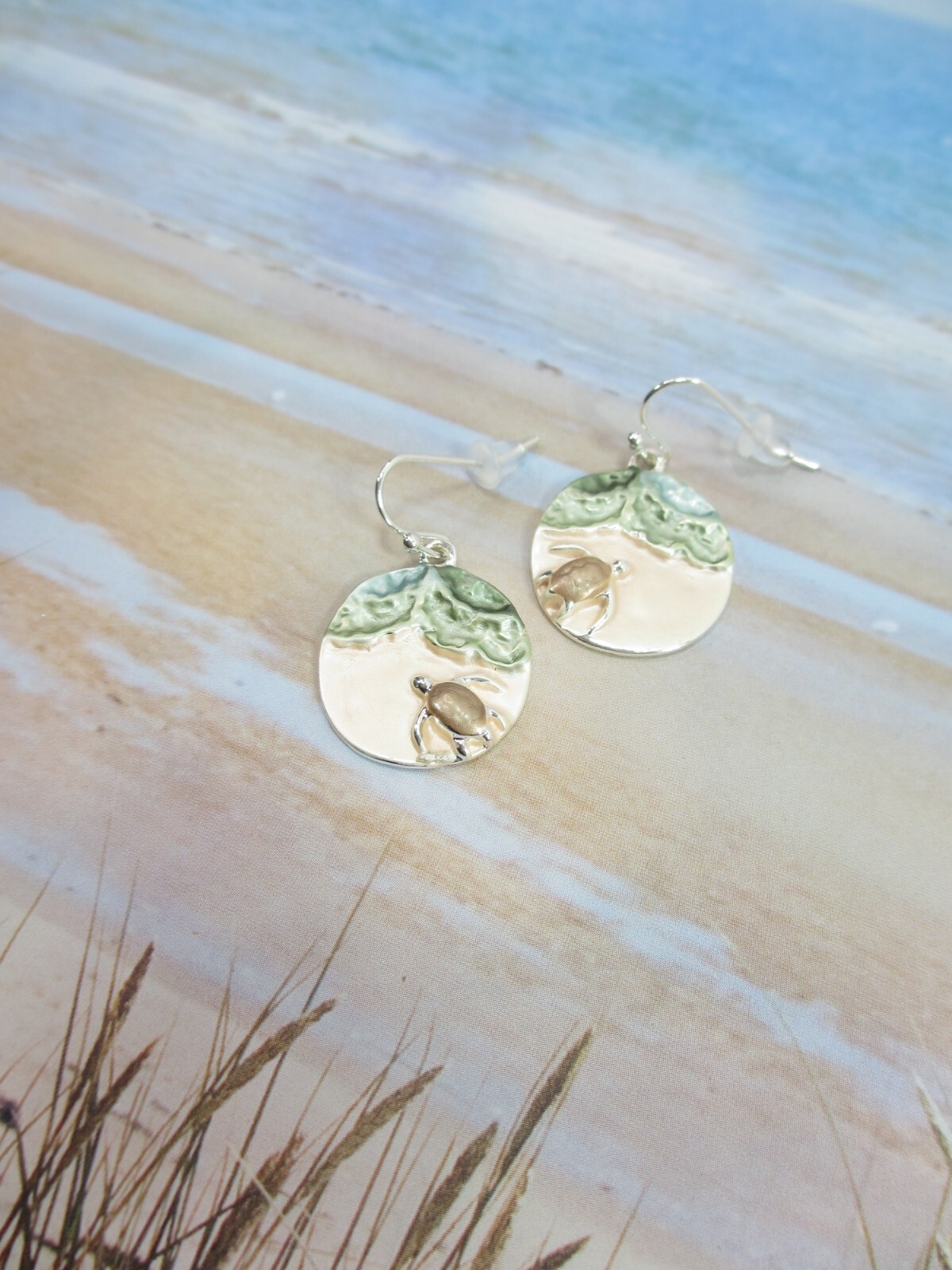 Beach Sea Turtle Earrings Summer Jewelry Ocean Coastal Beachcomber Charms Pierce