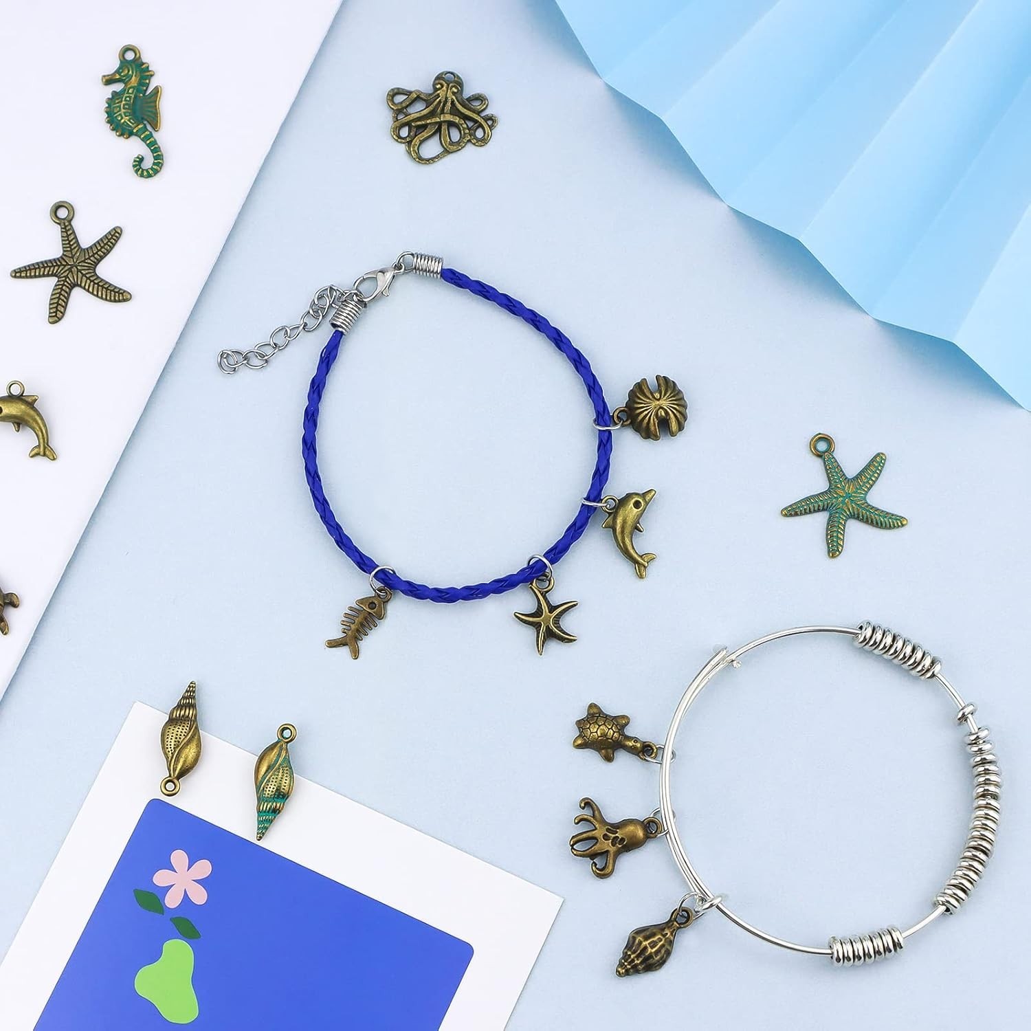 Assorted Ocean-Themed Bronze Charms – 100g for Custom Jewelry Creations
