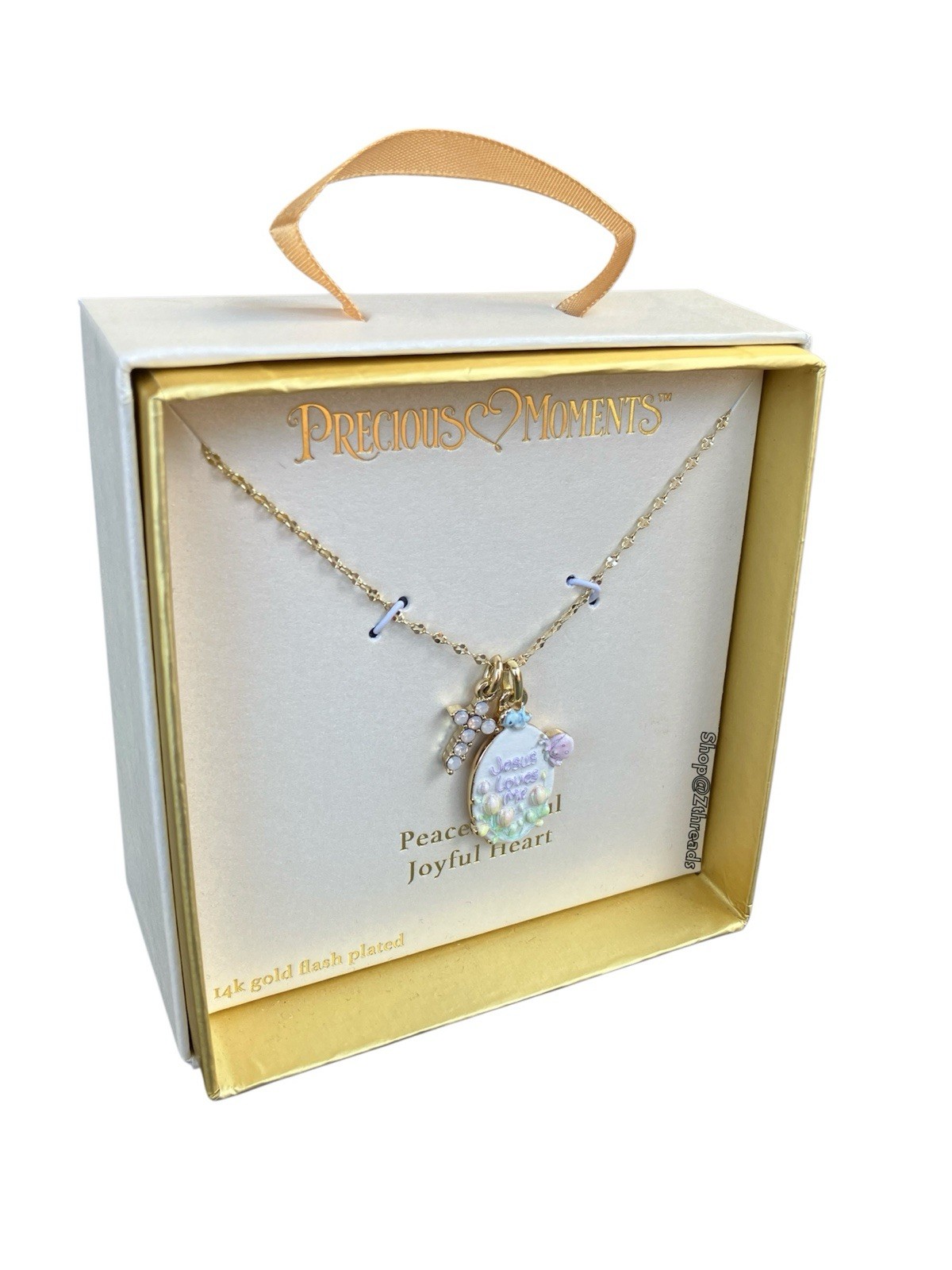 Precious Moments 14k Gold Flash Plated “Jesus Loves Me” Pendant Necklace