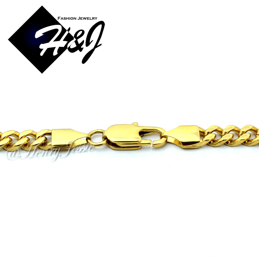 18″-40″MEN Stainless Steel 5mm Gold Plated Cuban Chain CZ Jesus Face Pendant*133