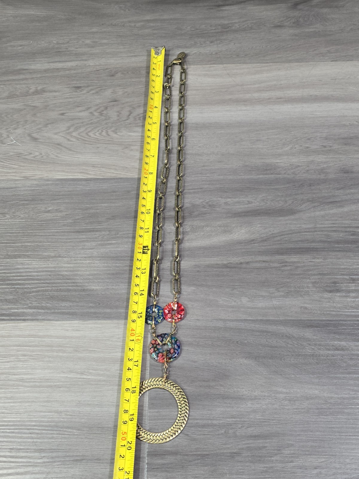 SWEET ROMANCE MILLEFIORI GLASS CIRCLE 29” NECKLACE ~~MADE IN USA~~