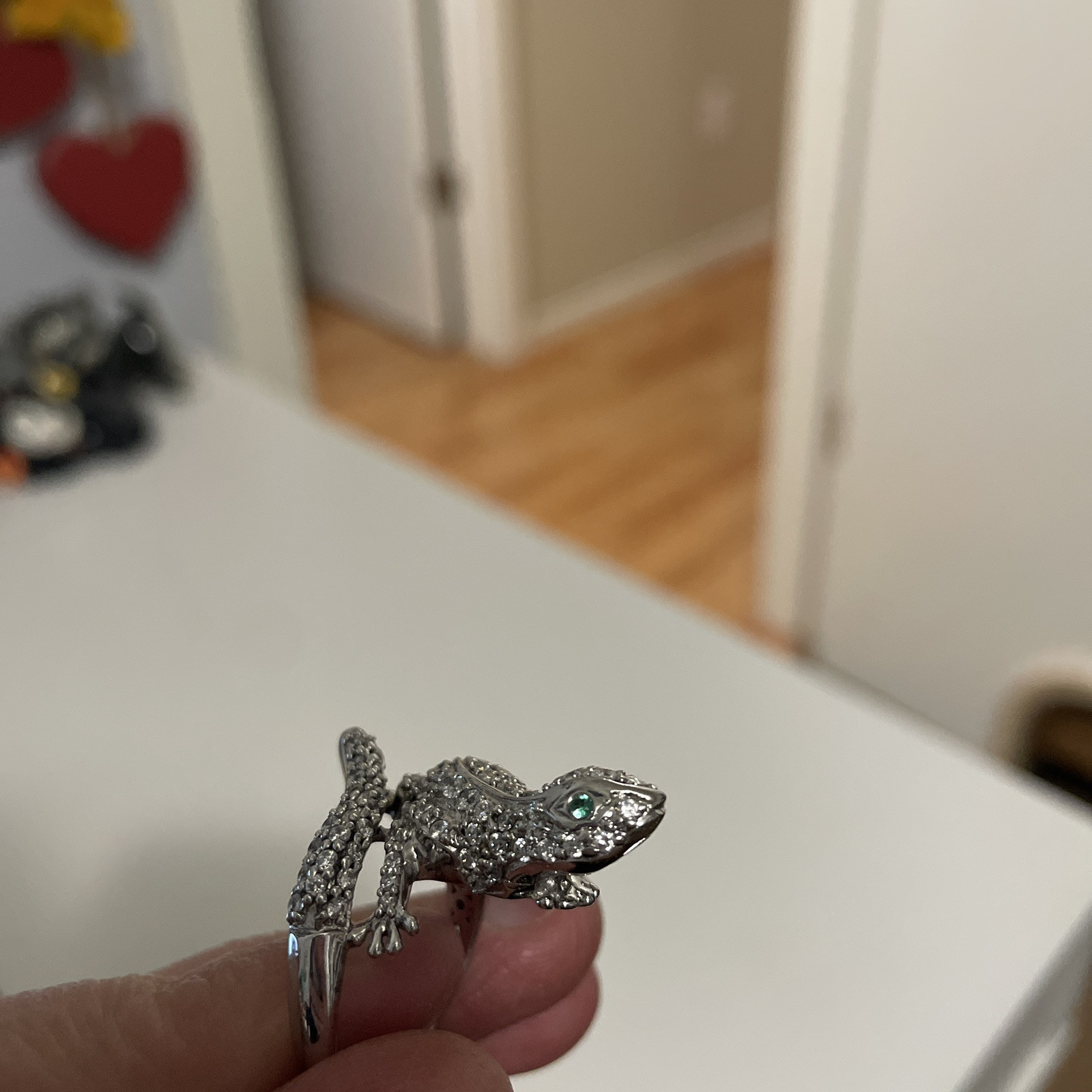 Sonia B Bitton 925 Silver CZ Gecko Lizard Ring Size US 6.5
