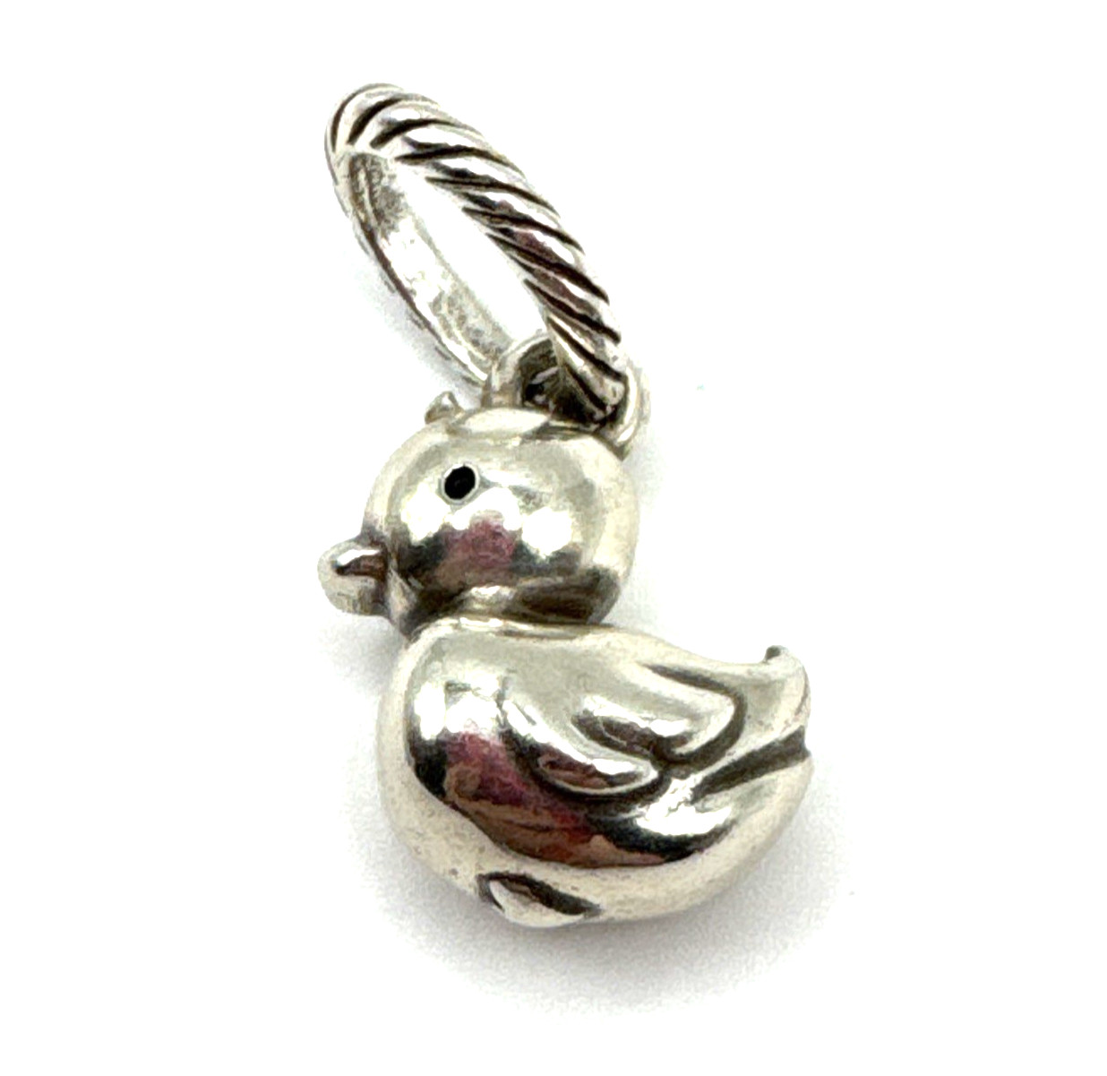 Brighton Bubbles Duck Rubber Ducky Detailed Heart Swim Silver Pendant Charm